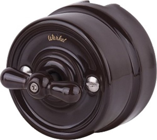 Переключатель-ретро керамика Werkel Retro 1-кл. проходной коричневый картинка